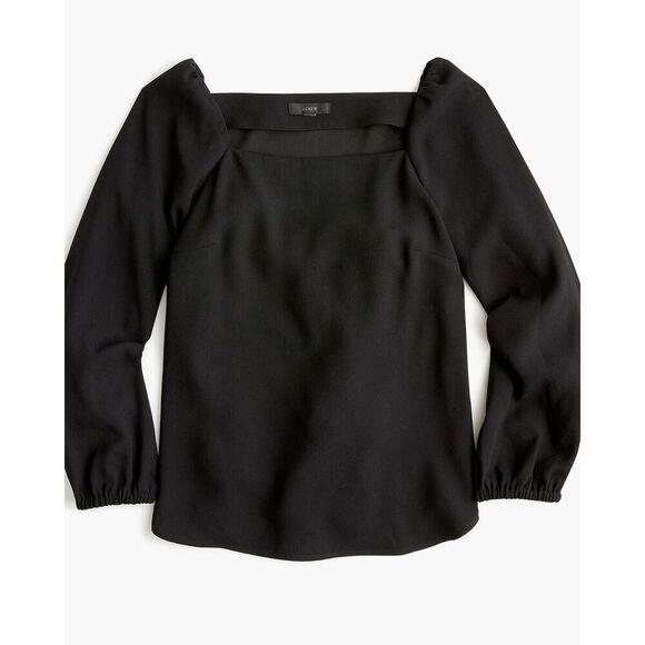 J. Crew Tops - J. Crew Square-neck Long-sleeve Top In 365 Crepe SZ 14 In Black